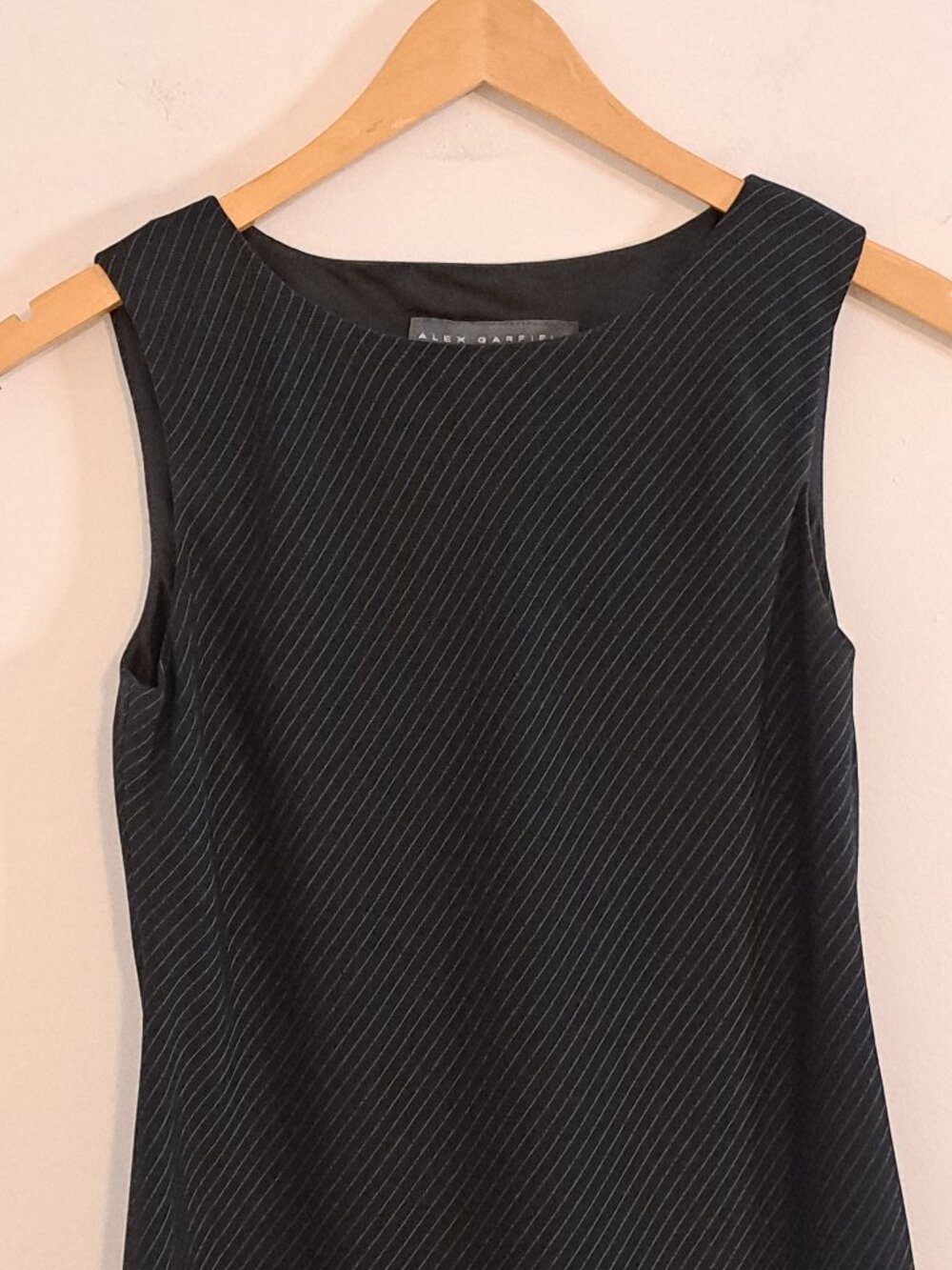 Alex Garfield Black White Pinstripes Lined Sleeveless Bias Dress Misses Size 6 - Picture 7 of 9